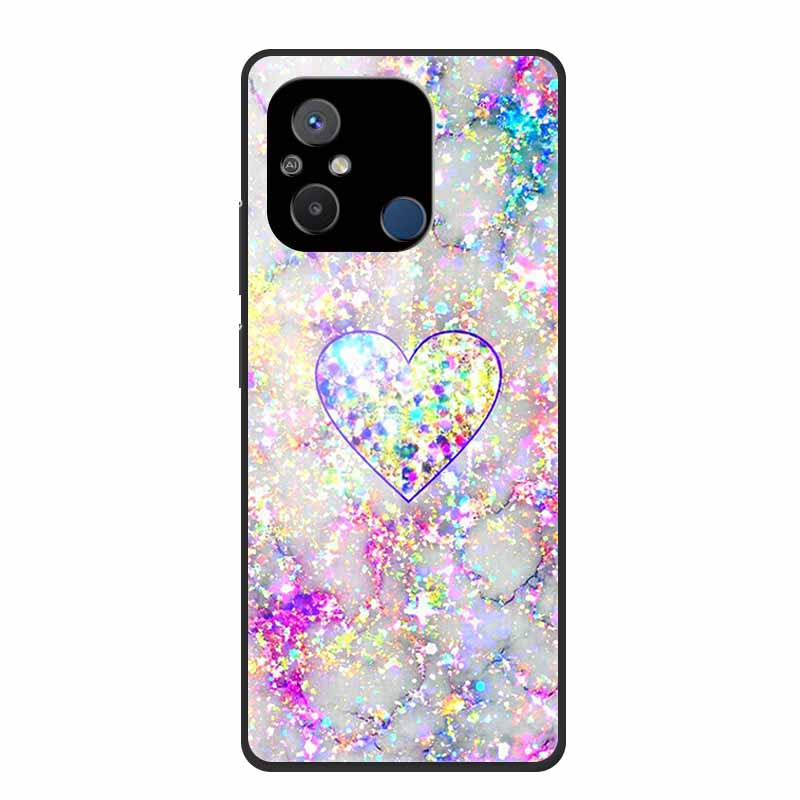 Gehärtetes Glas Case für Redmi 12C Rückabdeckung Hartschalen Case für Xiaomi Redmi 12C 4G Handyhülle Redmi12C Fundas 22120RN86G Cooler Stoßfänger