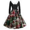 Women's Fashion Round Neck Casual Slim Christmas Printed Long Sleeve Dresses