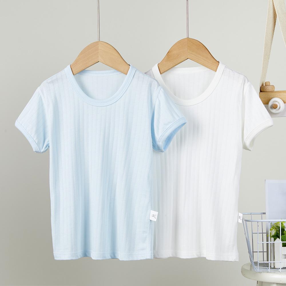 Summer Breathable Kids' Short-Sleeve T-Shirt 2-Pack - Solid Colors for Boys & Girls