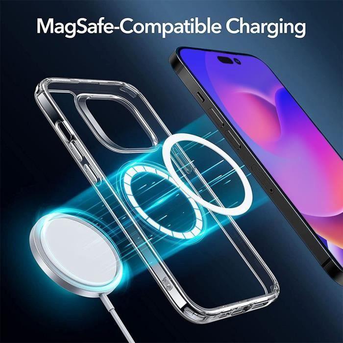 Coque de Protection - E.F.CONNECTION - pour iPhone 14 Plus - Rigide - Transparent - Anneau Magnétique