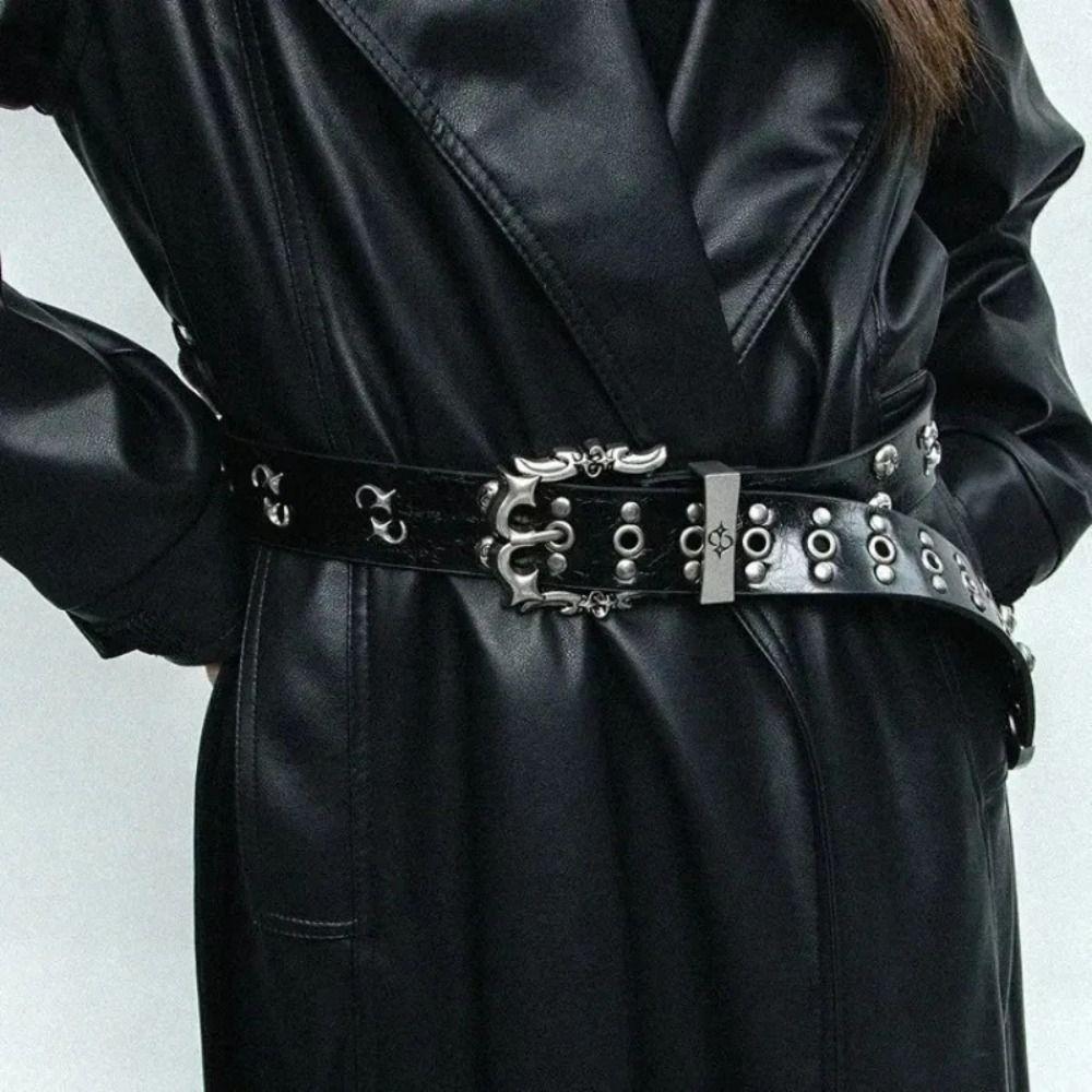 Carved Buckle Rivet Belt Spicy Girl Men Belt Trend Y2K Belt Jeans Accessories