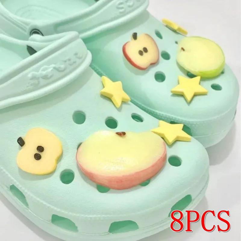 1Set Summer Fresh Apple Sliced Shoe Charms Set Advanced Fruit Shoe Decorations DIY 3D Detachable Buckle Shoes Accessories