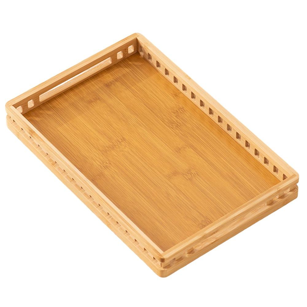 Bamboo Serving Tray with Handle Breakfast Tray Retro Food Tray  for Food Drinks Storage