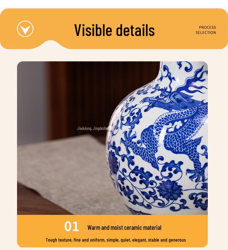 Antique Style Blue and White Porcelain Vase for Home Decoration