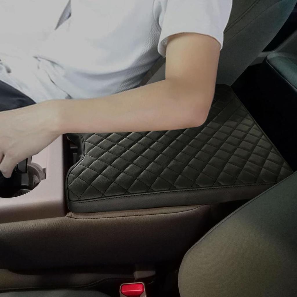 Center Console Cover For Ford F150 2015-2025/F250 F350 F450 2017-2025 Leather Arm Rest Box Lid Middle Console Cover Armrest Box Protective Cover