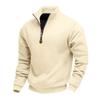 Mens Fleece Lined Stand Collar Sweatshirt Casual Sports Pullover Solid Color