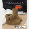 Inner height increase! Short boots hairy boots women's autumn and winter warm piled cotton boots snow boots turned over two women's boots