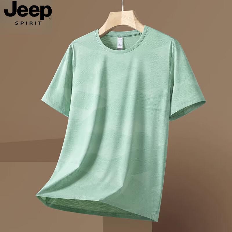 JEEP SPIRIT Men s 2026 Summer Ice Silk Short Sleeve T-Shirt 2XL