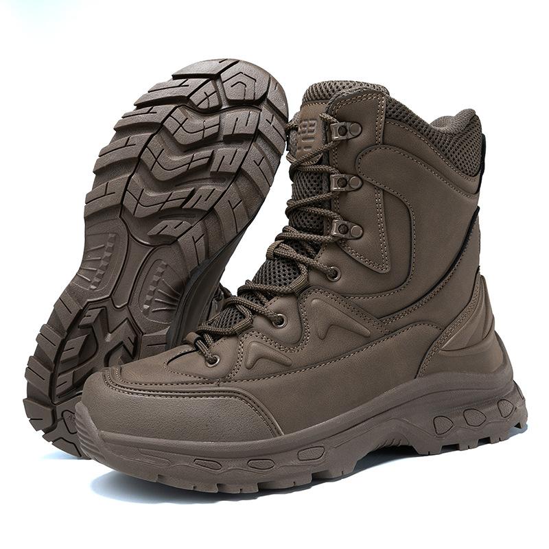 New large size combat boots PU mesh medium top wear-resistant tactical boots outdoor sports hiking shoes hiking shoes