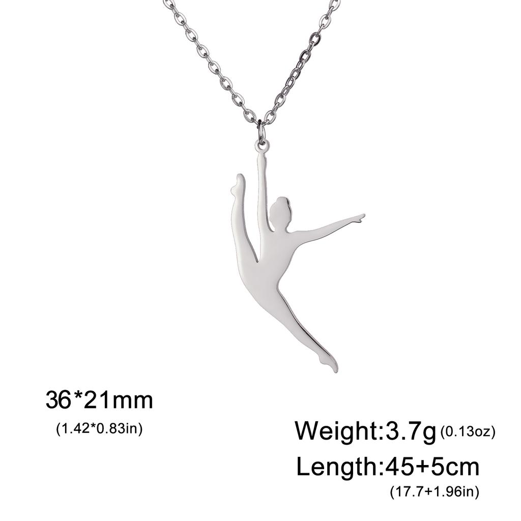 Teamer Gymnastics Design Necklace for Women Girls Fashion Sports Pendant Stainless Steel Jewelry Dancer Gymnast Birthday Gifts