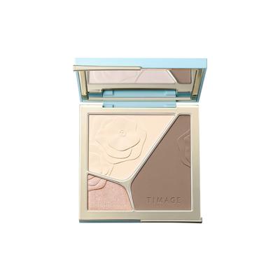 TIMAGE Bronzer, Highlighter, Shading, Matte Highlight Powder, and Nose Shadow 3-in-1 Tri-Color Palette for 3D Contours, 17g (Renewal 01)