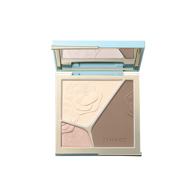 

TIMAGE Бронзер, Хайлайтер, Средство для контуринга, Матовая пудра-хайлайтер и Тени для носа 3-в-1 Трехцветная палетка для 3D контуров, 17 г (Обновление 01)