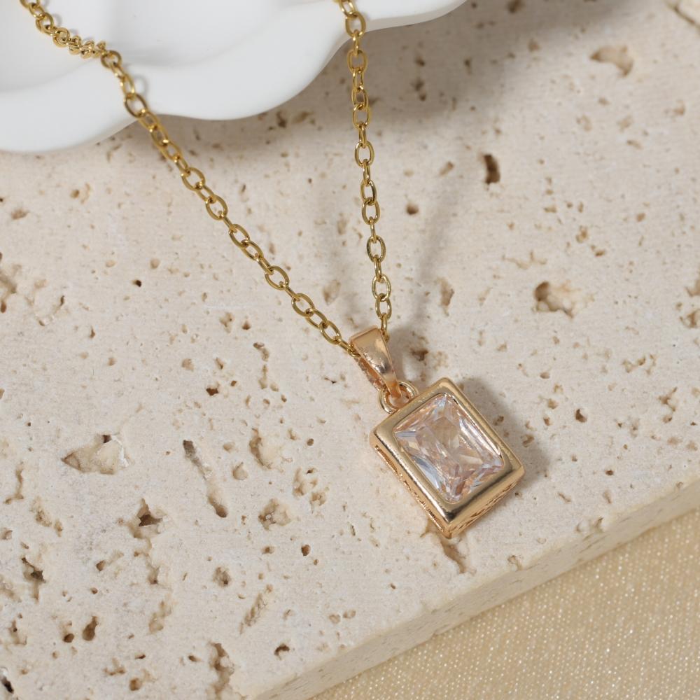 

Simple Square Pendant Necklaces for Women Zirconia Necklace Wedding Party Jewelry Accessories белый