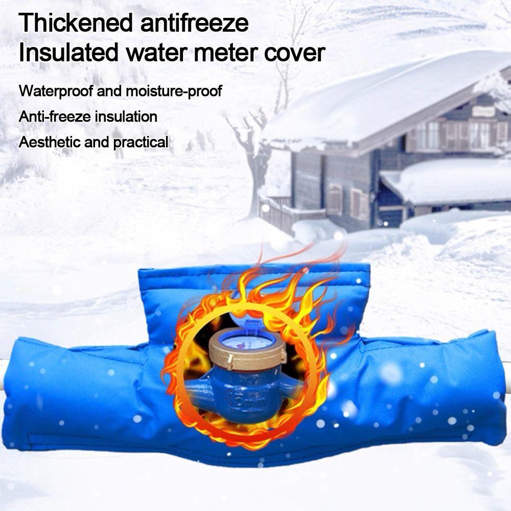New Double Sided Waterproof Water Meter Insulation Cover Blue Detachable Antifreeze Cover 3 Way Pipe Freeze Protection Winter