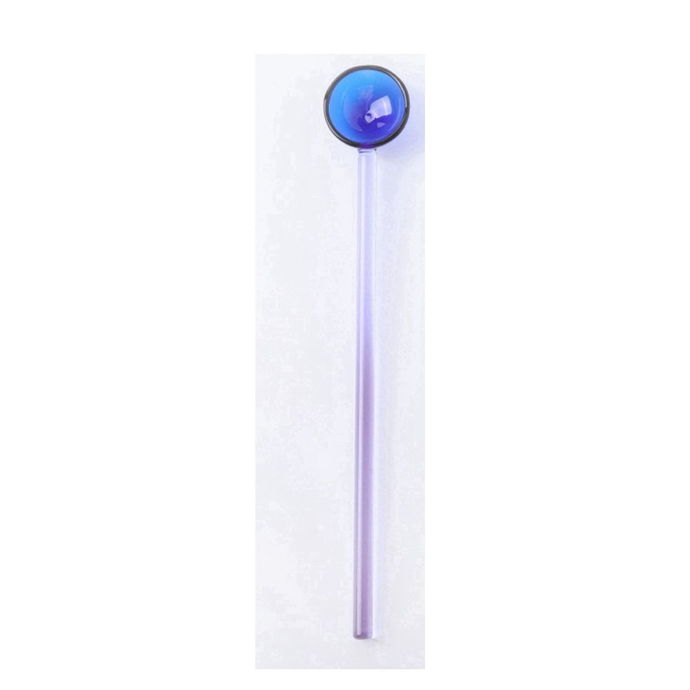 Glass Milk Spoon Colored Transparent Coffee Dessert Stirring Spoon Long Handle Round Kitchen Tableware Stirrer Rod