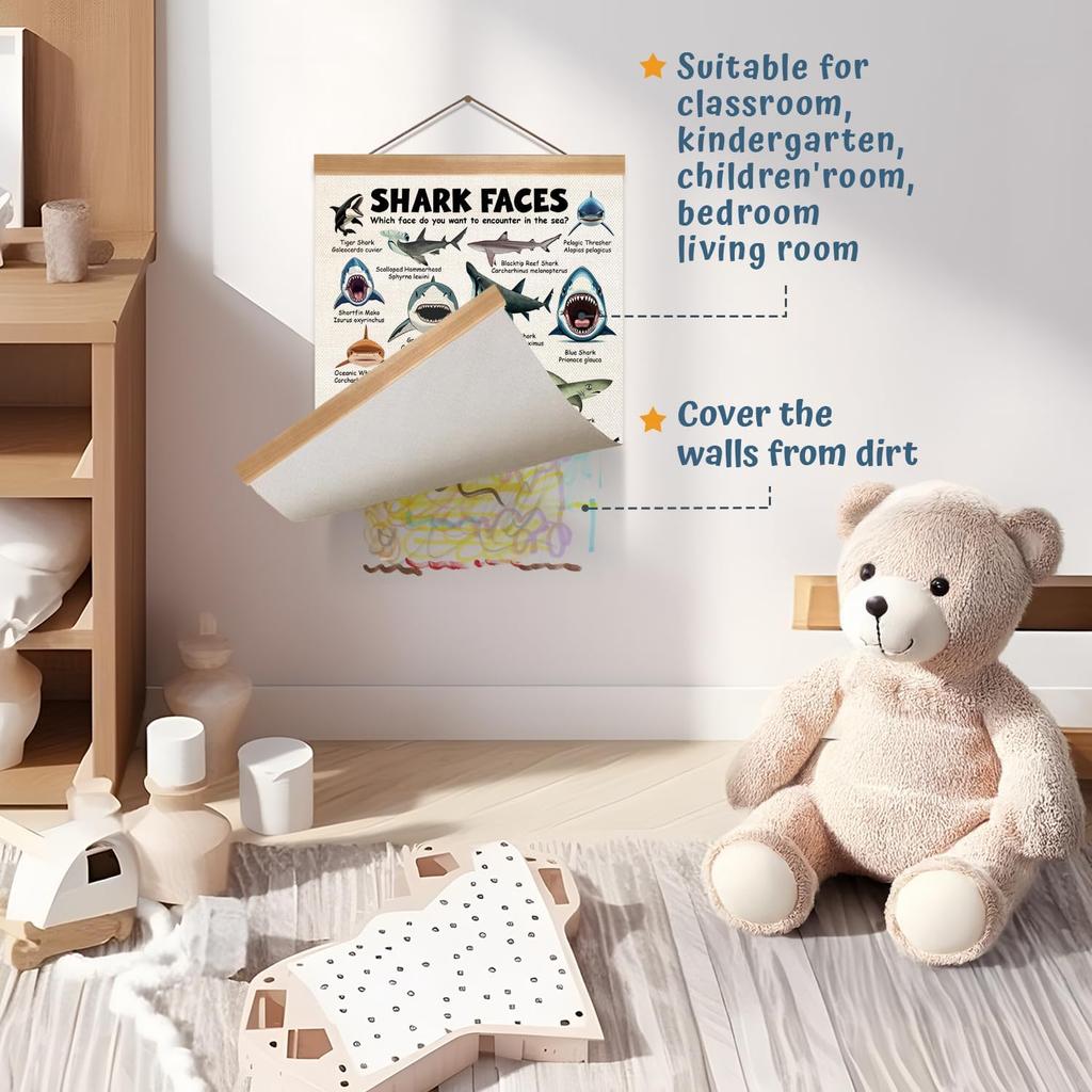 ZTGDA Shark Faces Posters, Sea Animals Sharks Posters Wall Art,Marine Sharks Decor,Ocean Educational Poster for Kid Classroom Decorations Kids Room