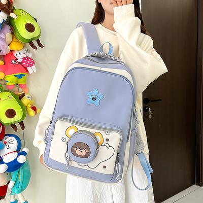 Campus Schoolbag Junior High School Girl Fresh and Cute Bear Girl Lightweight Backpack Large Capacity Durable Backpack Fashion