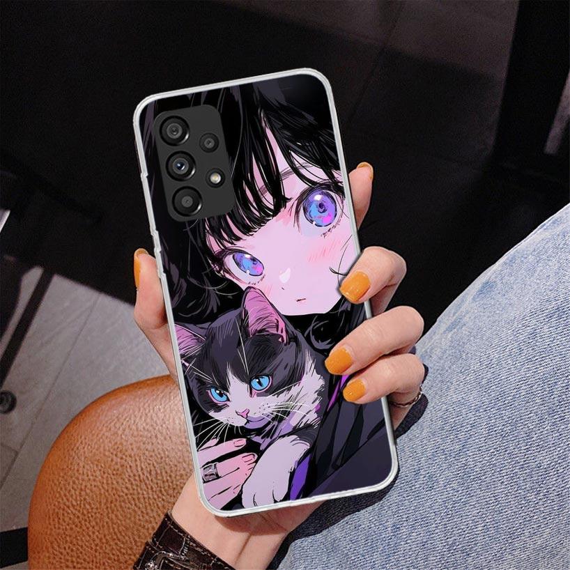 Cute Anime Ins Girls Animal Cat Phone Case For Samsung Galaxy A17 A16 A15 A14 A13 A57 A56 A55 A54 A53 A37 A36 A35 A34 A33 A26 A2