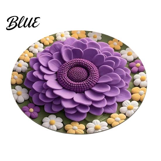 Floral Patterned Bathroom Diatomaceous Earth Absorbent Quick Sunflower Area Rug 3D Dry Plush Floor Decoration