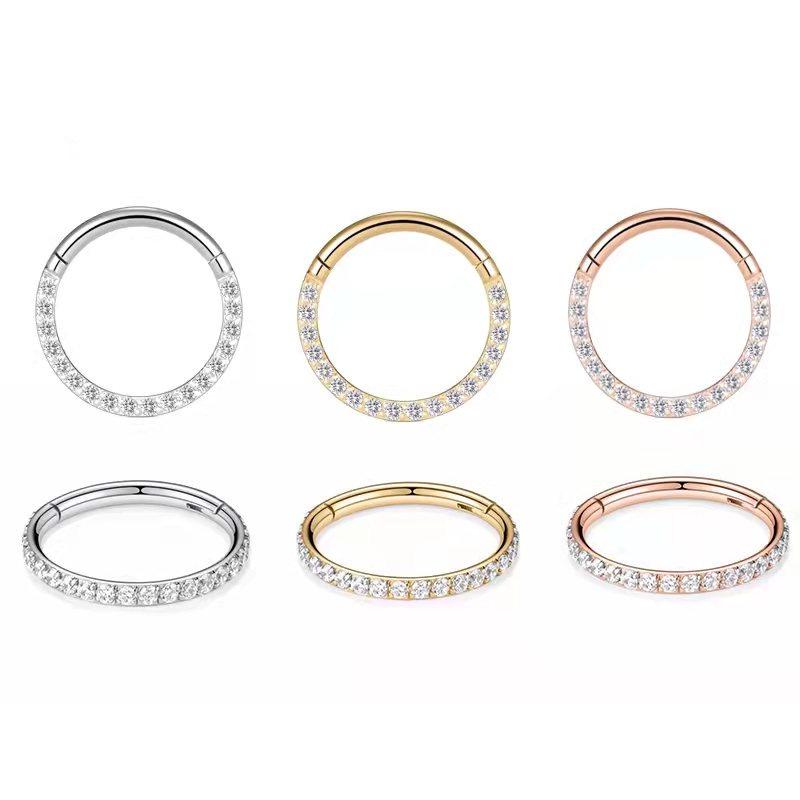 Stainless Steel 316L Zirconia Inlaid Nose Ring & Ear Cartilage Jewelry