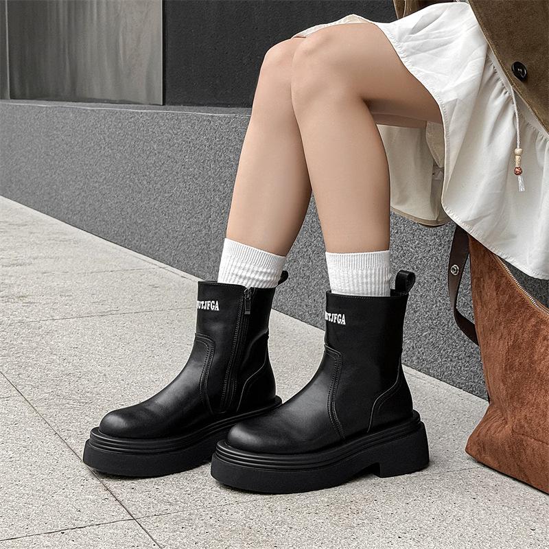 Chelsea boots men's 2024 new autumn and winter velvet British style Martin shoes platform short boots 5041-K