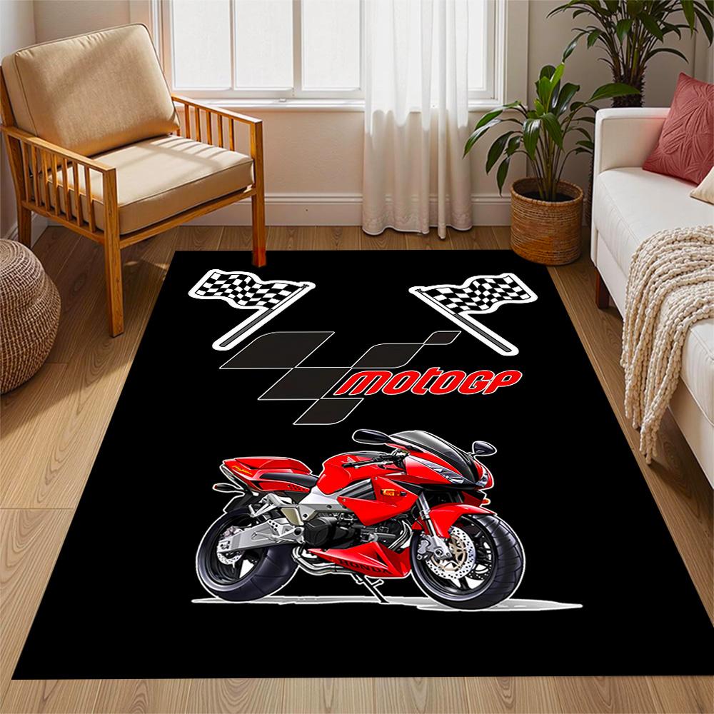 Tappeti Antiscivolo a Tema Logo Fiamme MotoGP - Arredamento per la Casa in Poliestere, Adatti per Camere da Letto, Soggiorni, Ingressi, Studi e Decorazioni