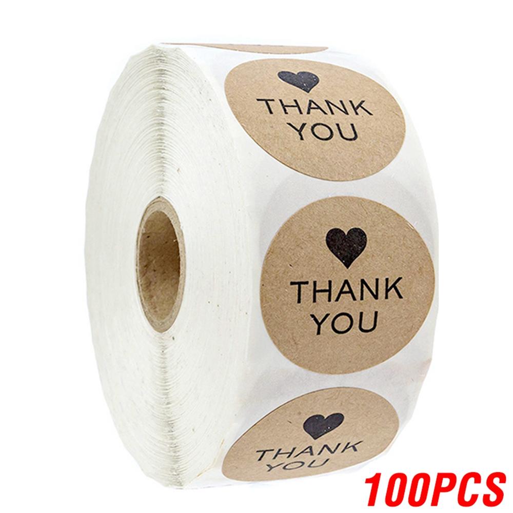 100-500Pcs Vintage Kraft Paper Stickers Scrapbook Gift Stationery Label Stickers Handmade With Love Thank You For The Stickers