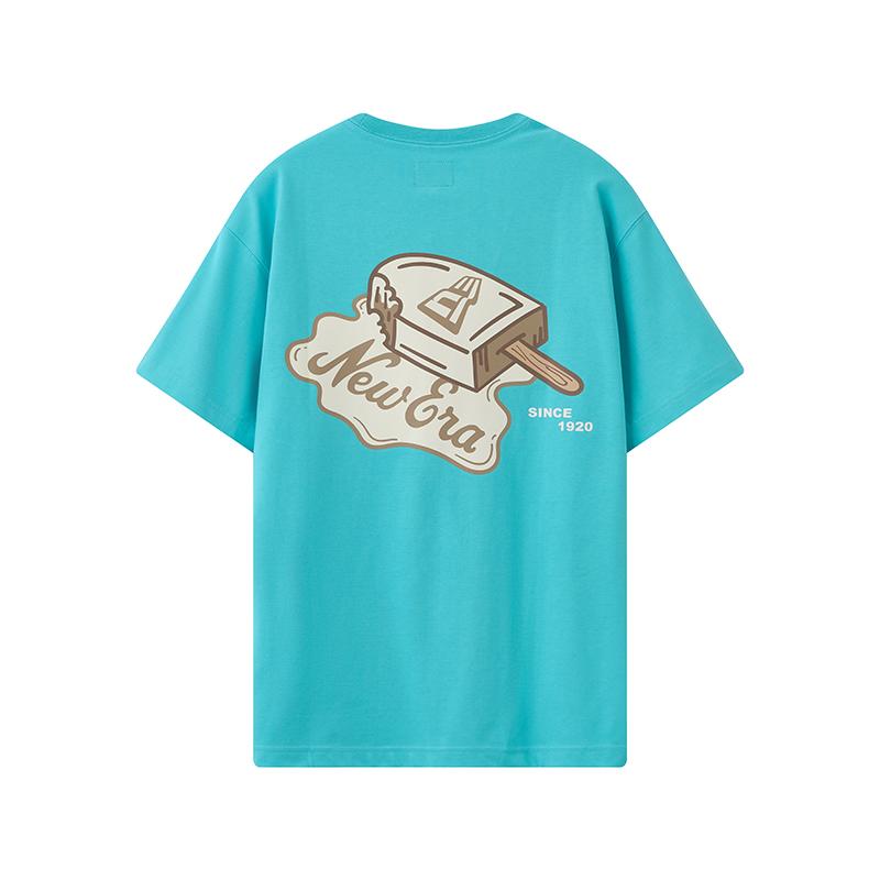 New Era Stadium Feast Series Printed Crew Neck Short Sleeve T-Shirt Unisex Tops Light-Blue 14529265