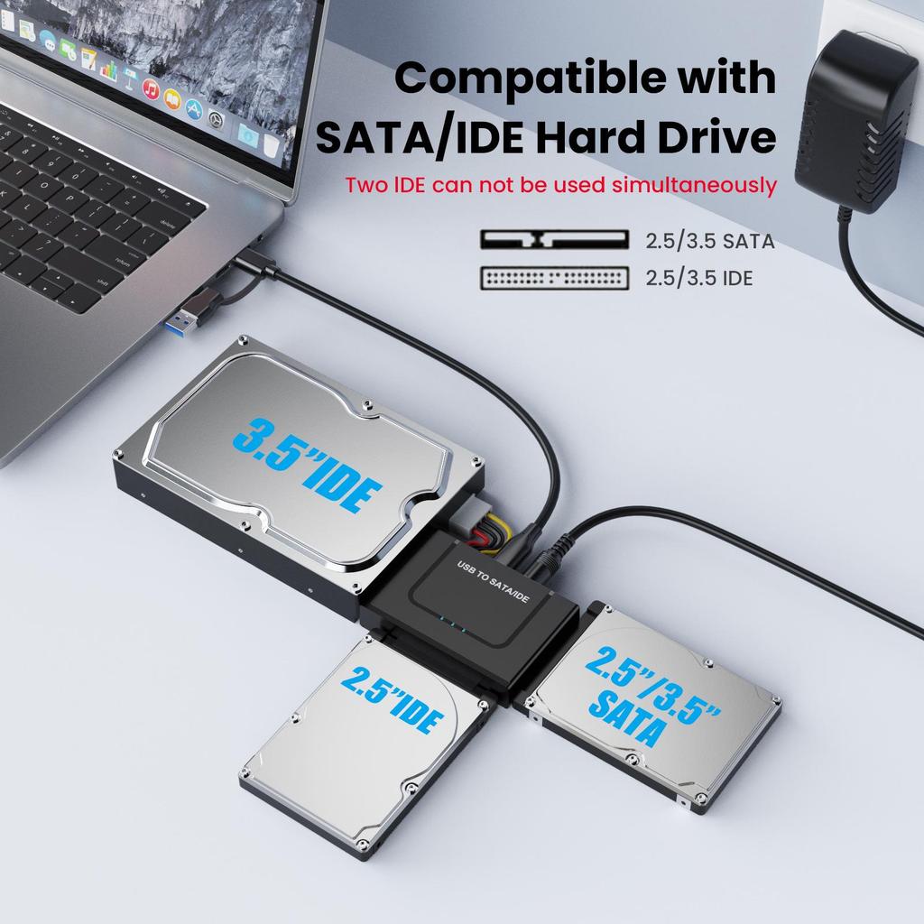 USB 3.0 to IDE/SATA Hard Drive Converter - Multifunctional Cable for 2.5"/3.5" Drives