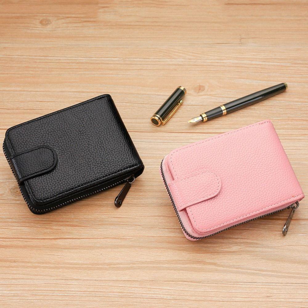 with Buckle Men's Zipper Wallet 11/16 Slots Portable Coin Purse PU Leather Card Holder  Female