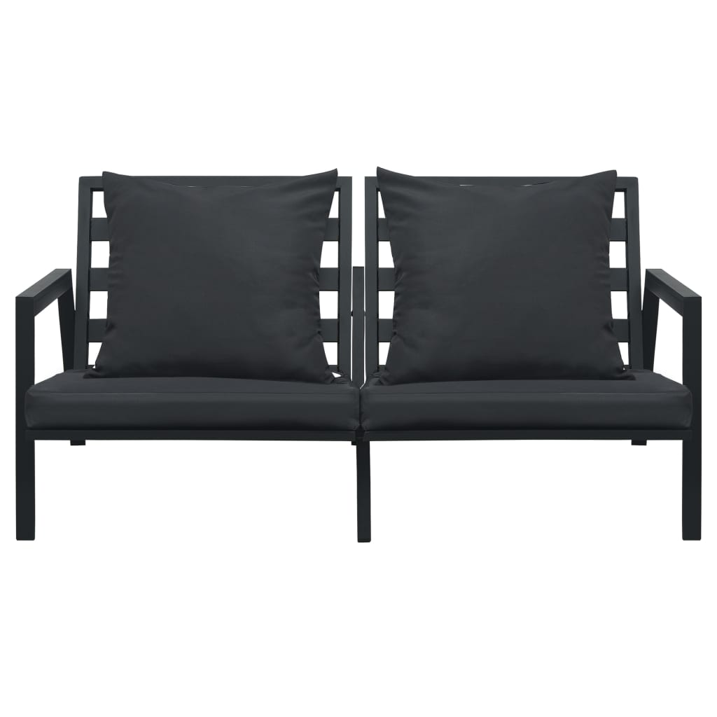 4 Piece Outdoor Lounge Set with Cushions Aluminum Dark Gray