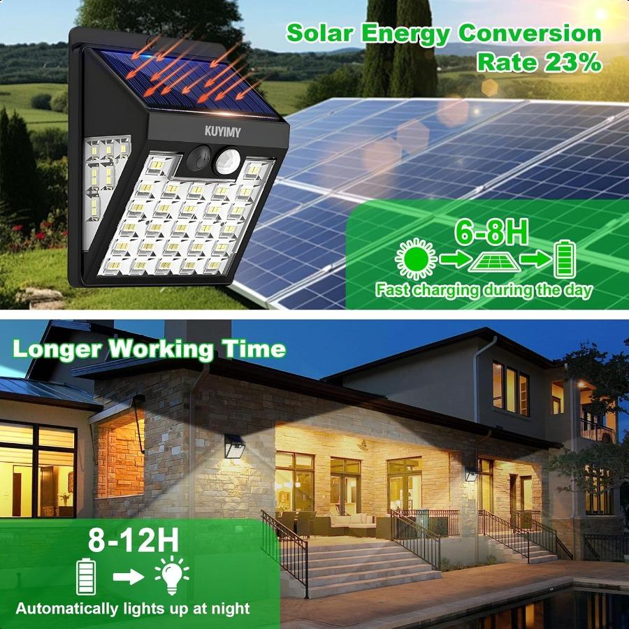 Solar Lights Outdoor 72 LED Motion Sensor Wall Light IP65 Waterproof and 3 Lighting Modes Solar Powered Security Wirel Light Ou