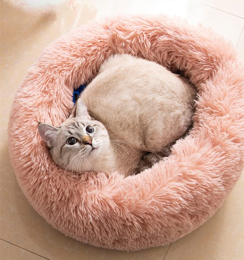 Winter Warm Plush Pet Bed Round Fluffy Dog Cat House Soft Long Plush Kennel for Small Pets