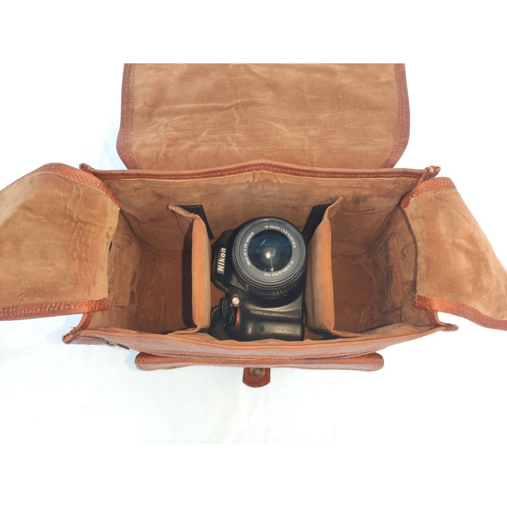 Goat Leather Camera Bag DSLR SLR Padded Case Satchel Messenger Crossbody Bags 11