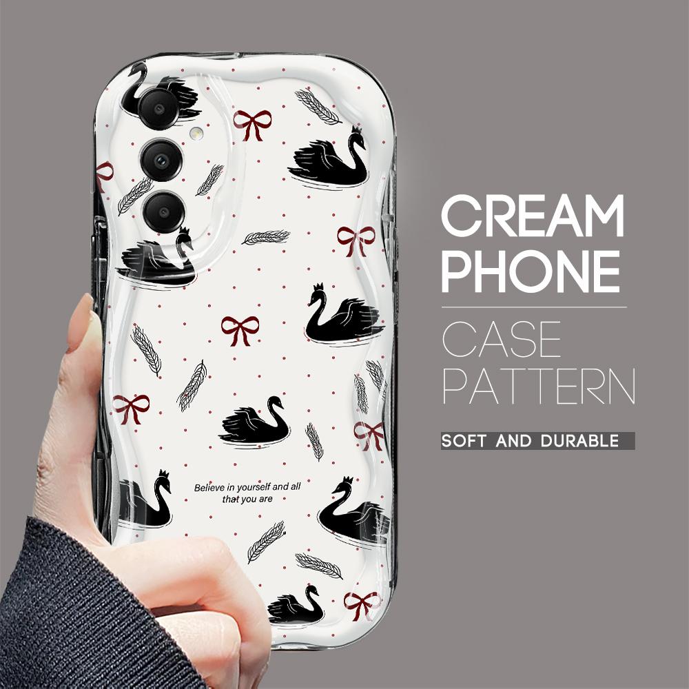 

Милый мультяшный узор, кремовая текстура, мягкий силиконовый чехол с волнистыми краями, чехол для телефона Samsung Motorola Moto G22 чёрный