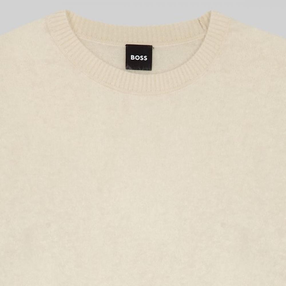 Boss Hairy Cashmere Regular Fit Knit Sweater Open White  50526881131 