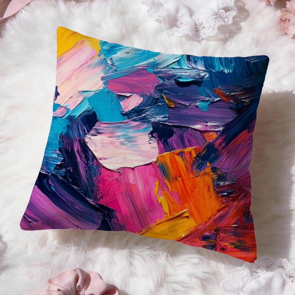 Color Paint Cushion Cover Premium Comfort Reversible Pillow Cove -Two In One Design for Any Room & Car Interior