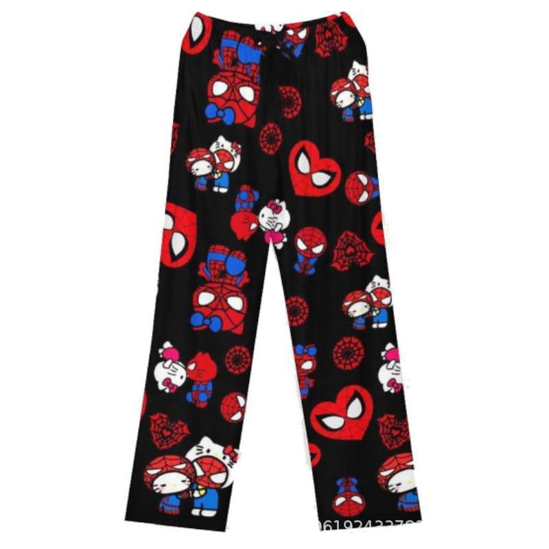 Exclusive Hello Kitty Halloween Flannel Sleep Pants: Thick, Plush, Casual Loungewear for Women - Perfect for Autumn and Winter.