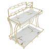 Countertop Storage Rack Double Layer Waterproof Counter   Shelf with Electric Toothbrush Holder for Bathroom