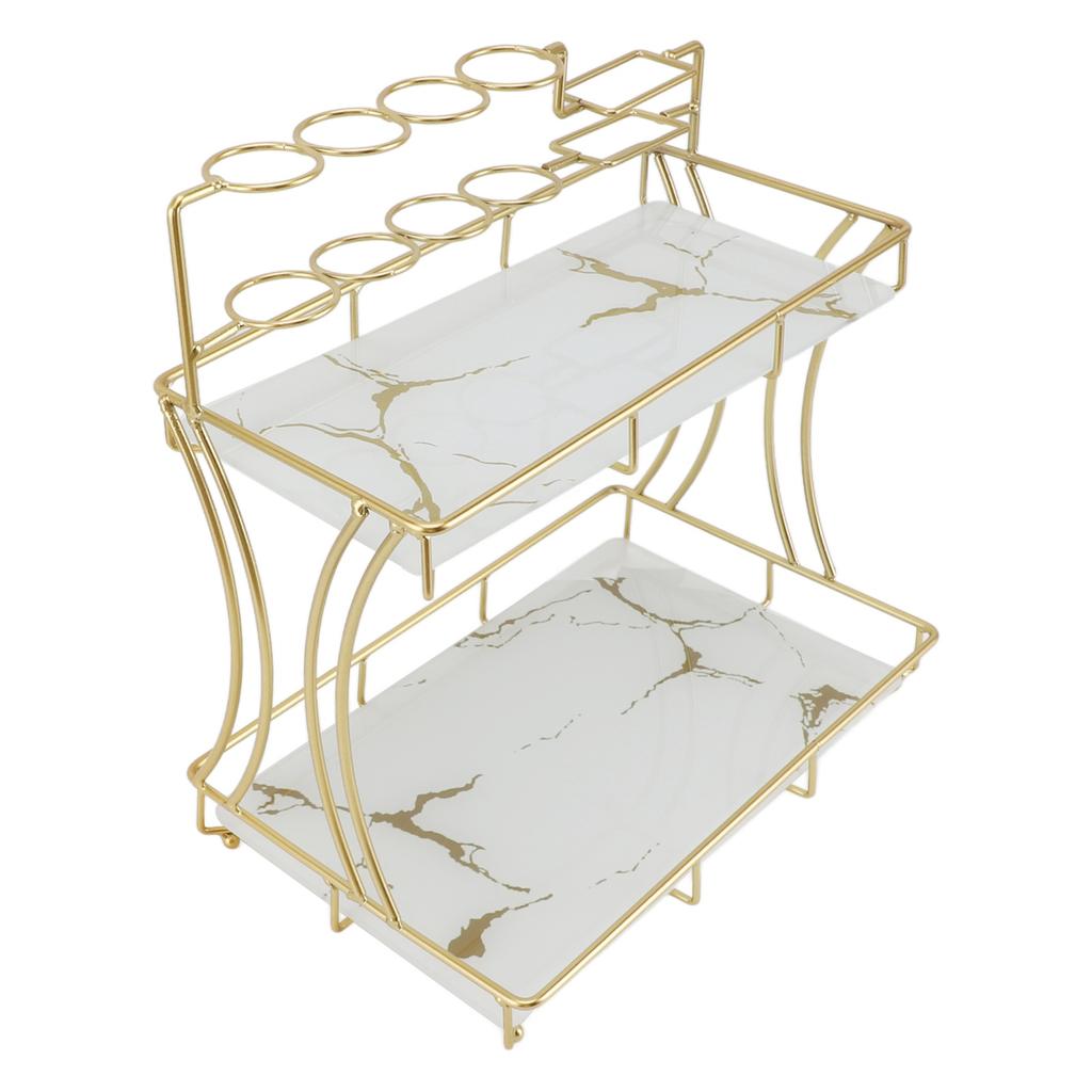 Countertop Storage Rack Double Layer Waterproof Counter   Shelf with Electric Toothbrush Holder for Bathroom