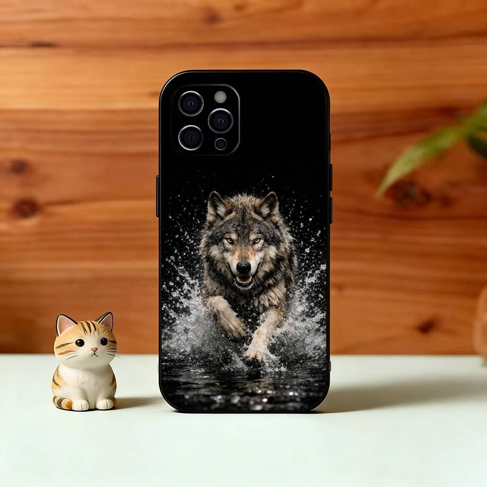 Savage Wolf Theme Phone Case For iPhone 17,16,15,14,13,12,11 Plus,Pro Max,XS,Soft Silicone Black Cover