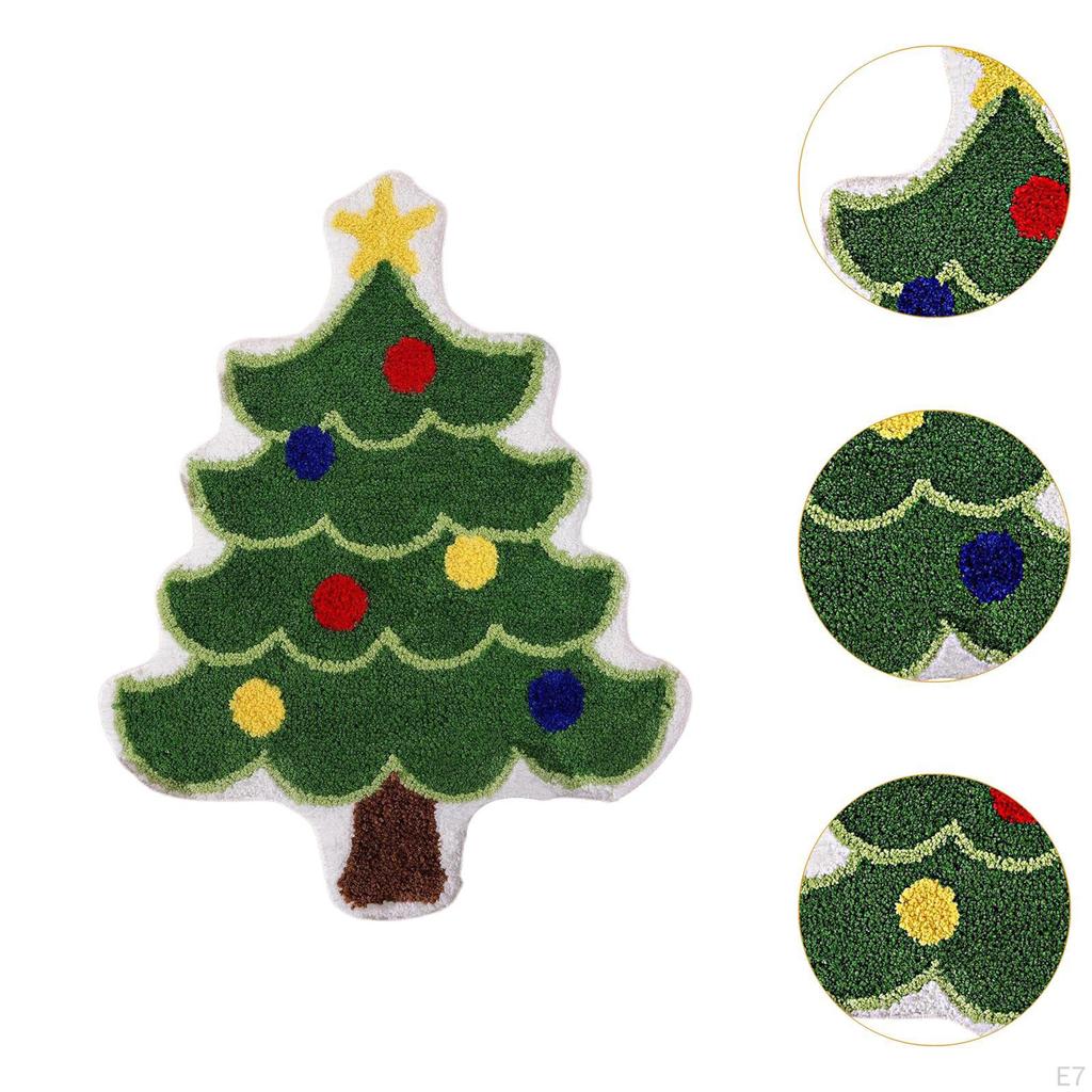 Tappeto Rettangolare Albero di Natale per Decorazioni Natalizie, Tappetino Antiscivolo per Bagno