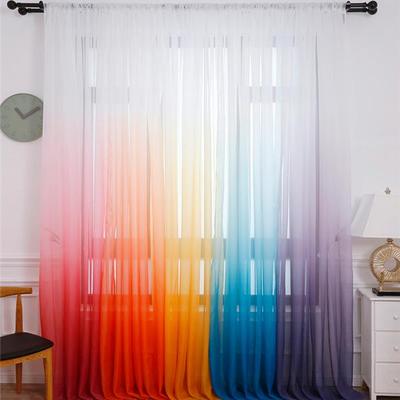 Moderne Farbverlauf-Fenster-Tüllvorhänge für Wohnzimmer, Schlafzimmer, Organza-Voile-Vorhänge, Hoteldekoration, blaue transparente Vorhänge