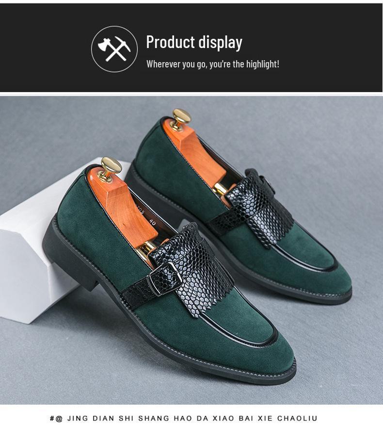 Men's Retro Tassel Loafers: Cross Buckle Slip-On British-Style Leather Shoes