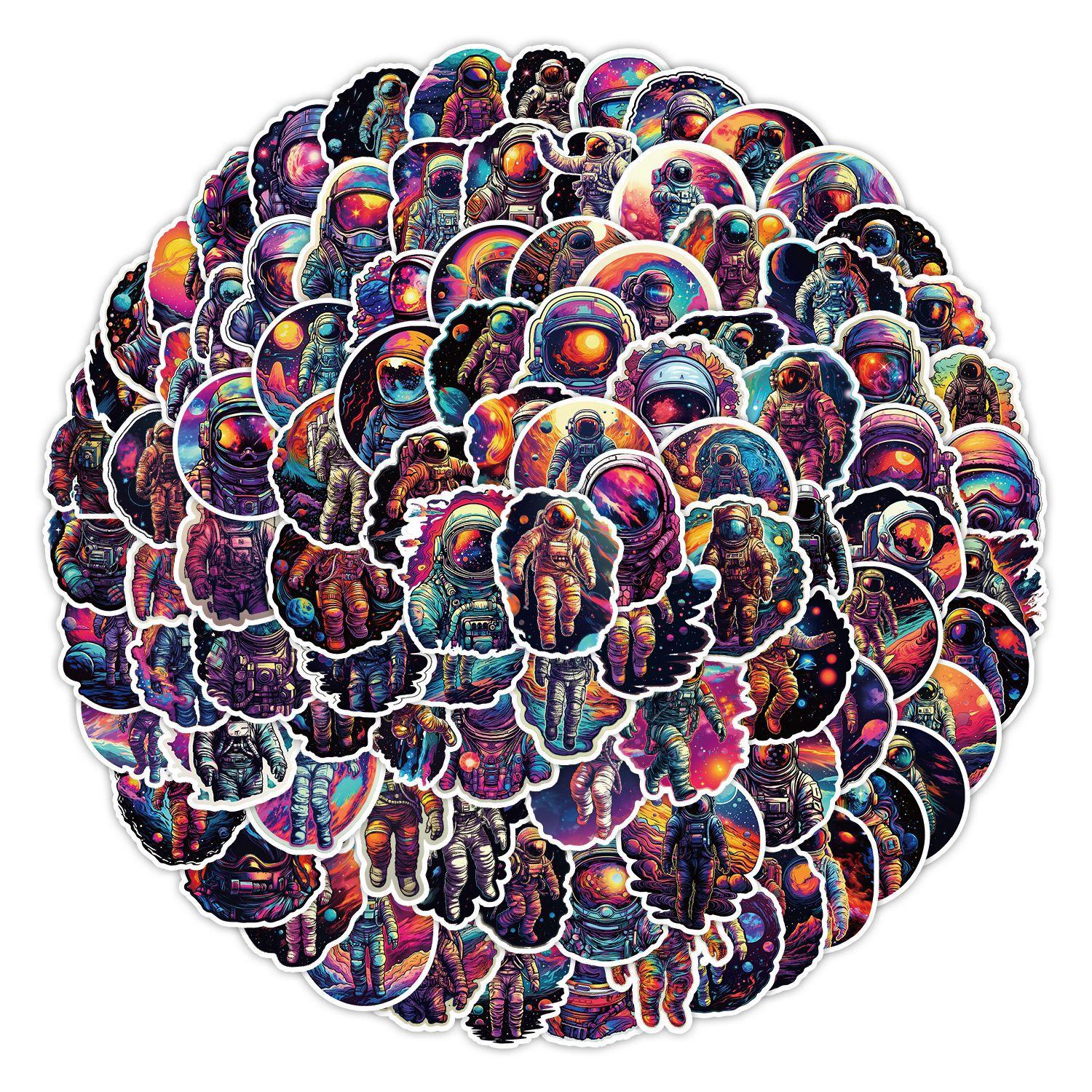 

100 Astronaut Graffiti Stickers Car Mobile Phone Water Cup Decorative Stickers Waterproof Creative Travel Box Stickers