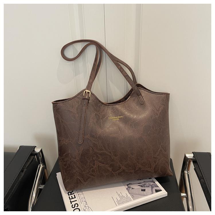 Bolsos Tote de Gran Capacidad Vintage Nuevos para Mujer Bolsos de Hombro de Moda y Versátiles para Mujer Bolso Sencillo y Casual para el Día a Día