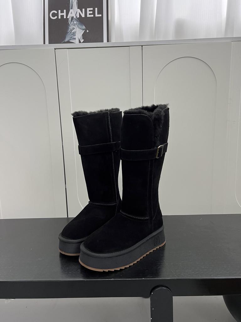 2025 nya stövlar helko läder varma vinröda snöstövlar dam rund tå tjock sula höga stövlar förtjockade bomullsstövlar trend