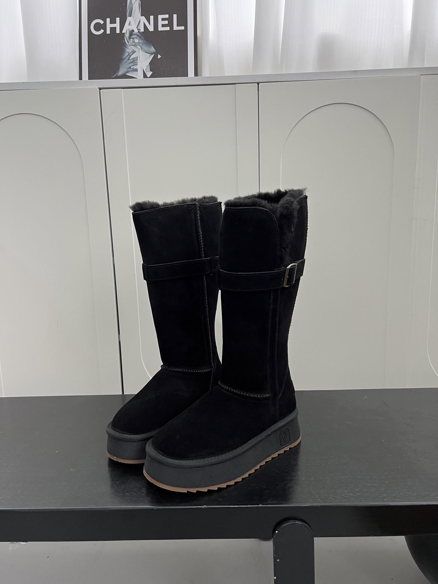 

2025 new boots full cowhide warm maroon snow boots women s round head thick-soled high boots thickened cotton boots tide 40