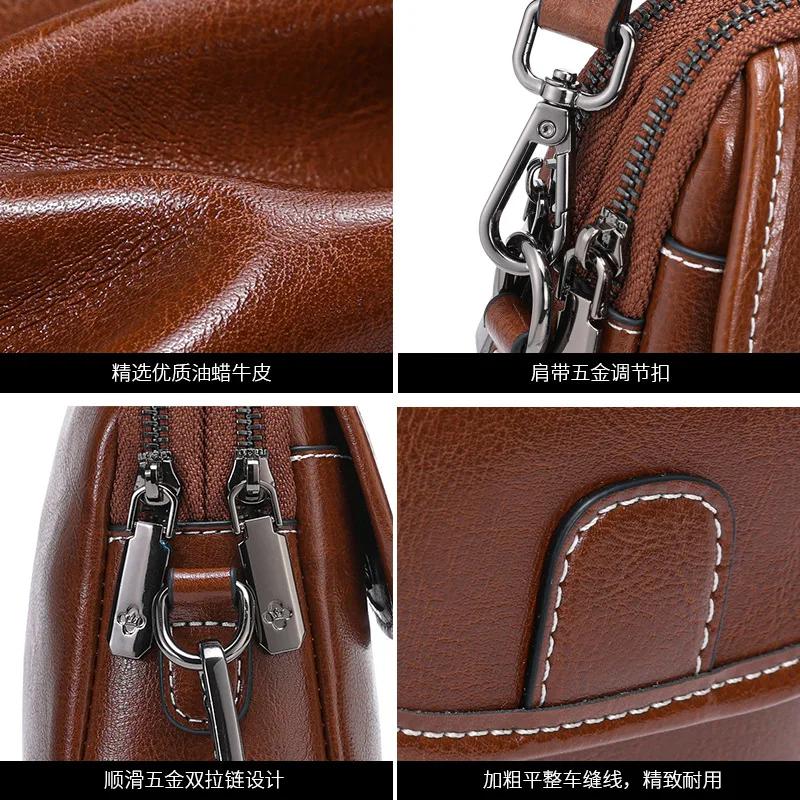 Women's Premium Waxed Leather Crossbody Bag - Lightweight Versatile Phe Pouch Shoulder Purse for Daily Use, Shopping & Travel