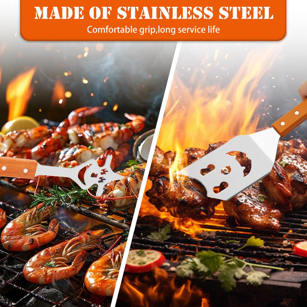 3/2Pcs Grill Tool Stainless Steel Barbecue Fork Barbecue Spatula Utensils Food Turner Clip for Kitchen Cooking Camping BBQ Tool